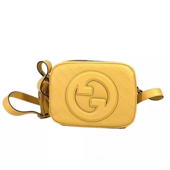 GUCCI interlocking G tassel Blondy Small Shoulder Bag Leather yellow UNUSED - Picture 1 of 10